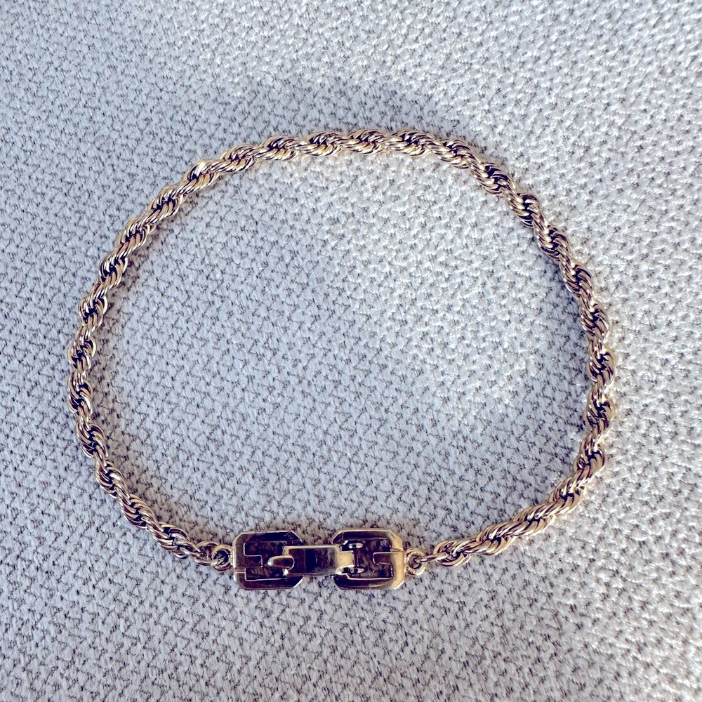 Givenchy Gold Rope Bracelet - 8" Length - Vintage